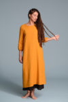 Front view of the Linen Dress NIKA, showcasing the round neckline and relaxed shift silhouette.