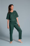Front view of Women's Linen Cigarette Pants featuring a slim-fit design and high waist.