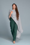 Extra-long linen wrap shawl styled as a scarf