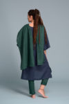Versatile natural flax linen scarf styled as a shawl