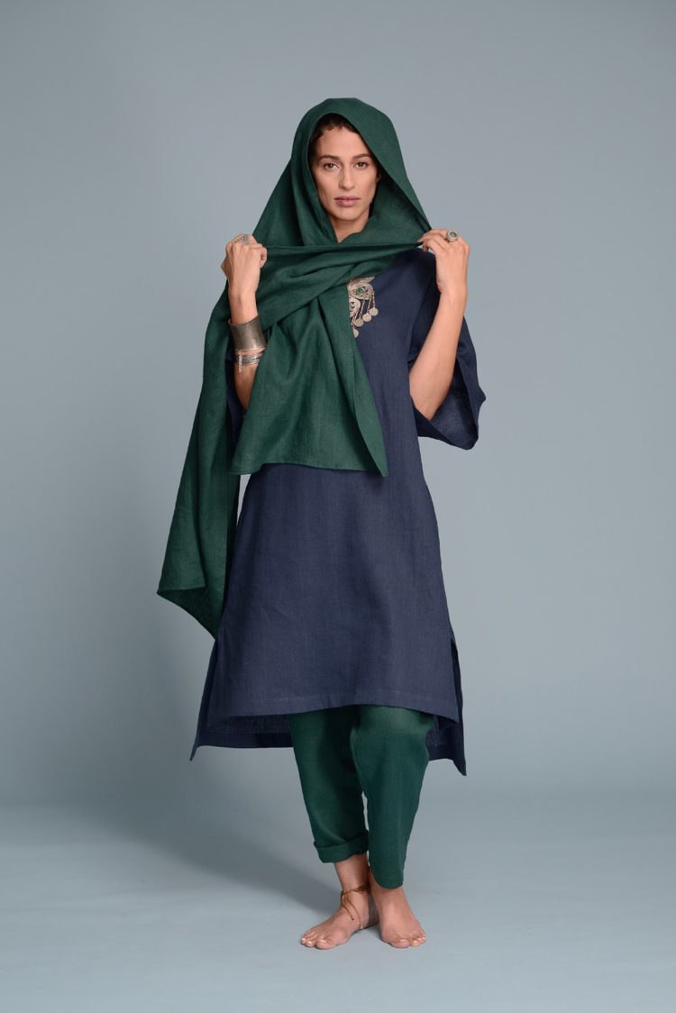 Handcrafted medium-weight linen scarf for layering and elegance