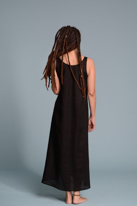 Black Linen Basic Dress