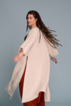 Close-up of the lightweight linen fabric on the VARAU kimono, emphasizing its airy and breathable texture.
