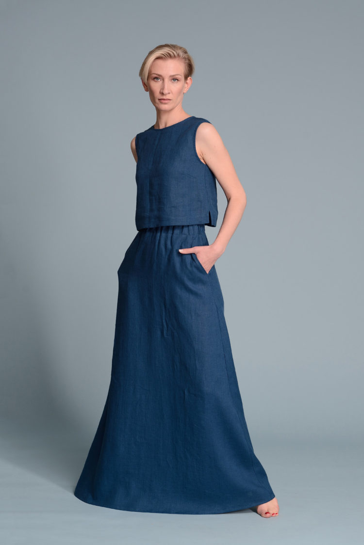 "Sleeveless crop top design of the LUNA tank, ideal for pairing with skirts or shorts