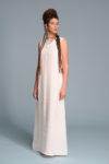 Front view of the Linen Tank Dress RAZ, showcasing the boat neckline and elegant A-line silhouette.