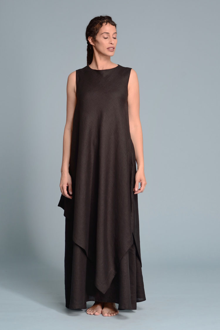 Double Layered Linen Dress EFRAT | Shantima