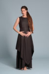 Model wearing the Double Layered Linen Dress EFRAT, styled as an alternative wedding dress with a graceful double-layered design.