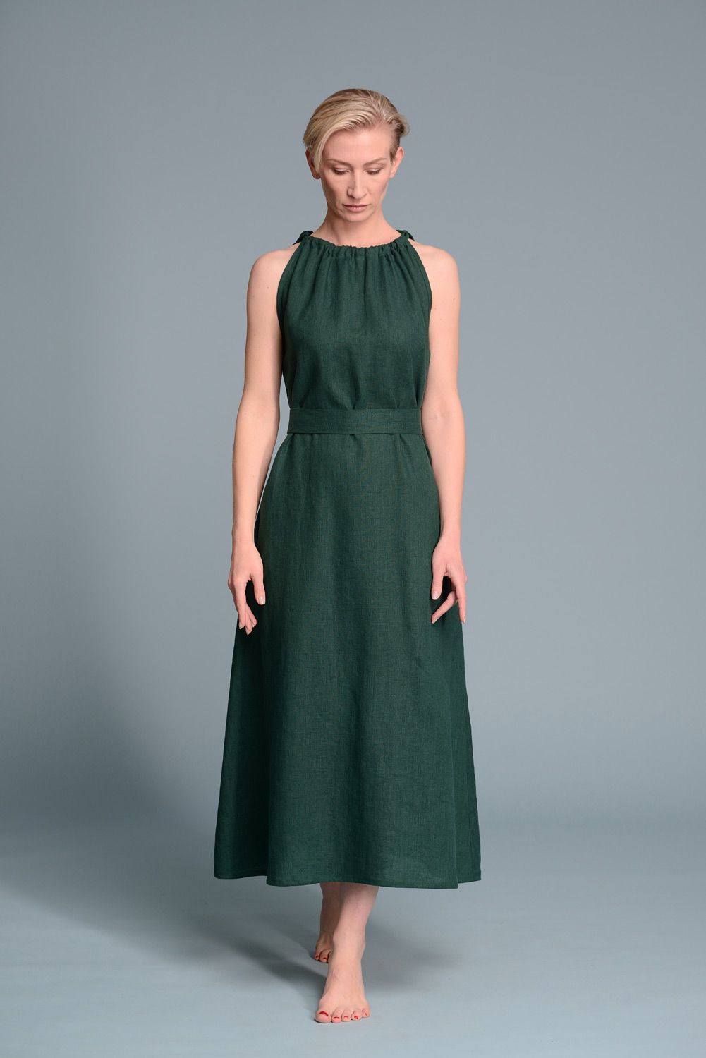 Halter Tie Neck Dress | Linen Summer Dresses Online | Shantima