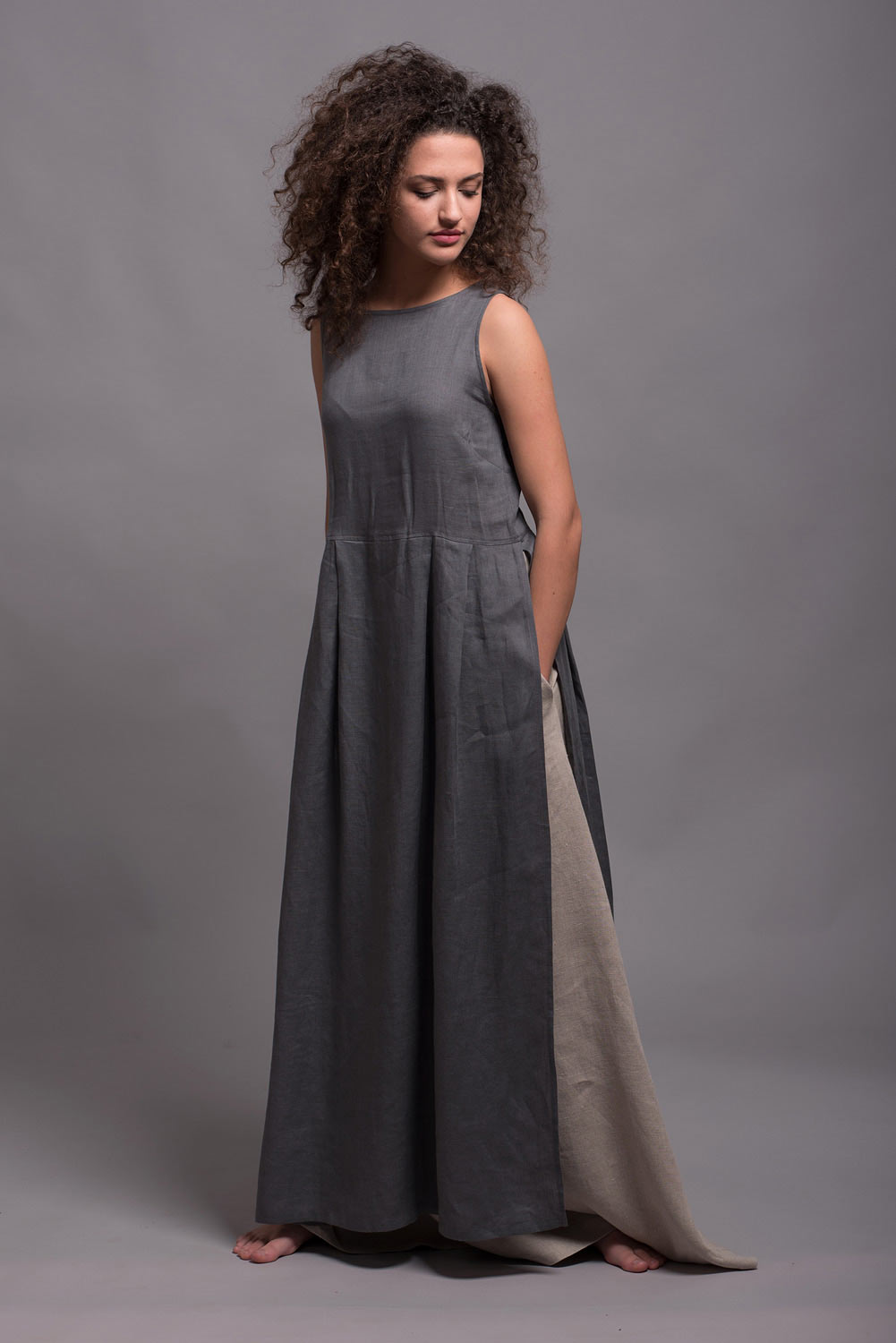Linen High Slit Tunic Dress | Shantima