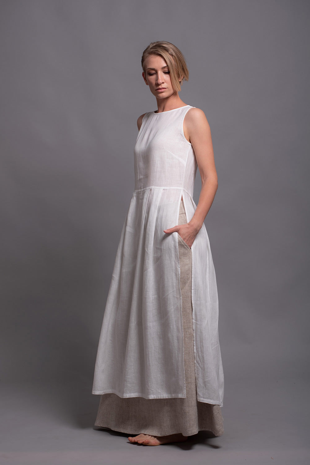 White Linen Tunic Dress, Women's Linen Clothes