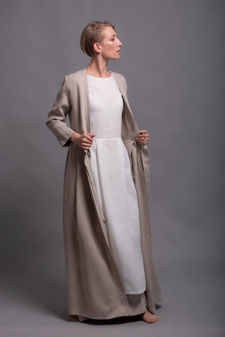 Maxi Length Women's Linen Coat