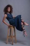 Close-up of the slit neckline on the Bias Cut Linen Dress ALICE, detailing the craftsmanship.