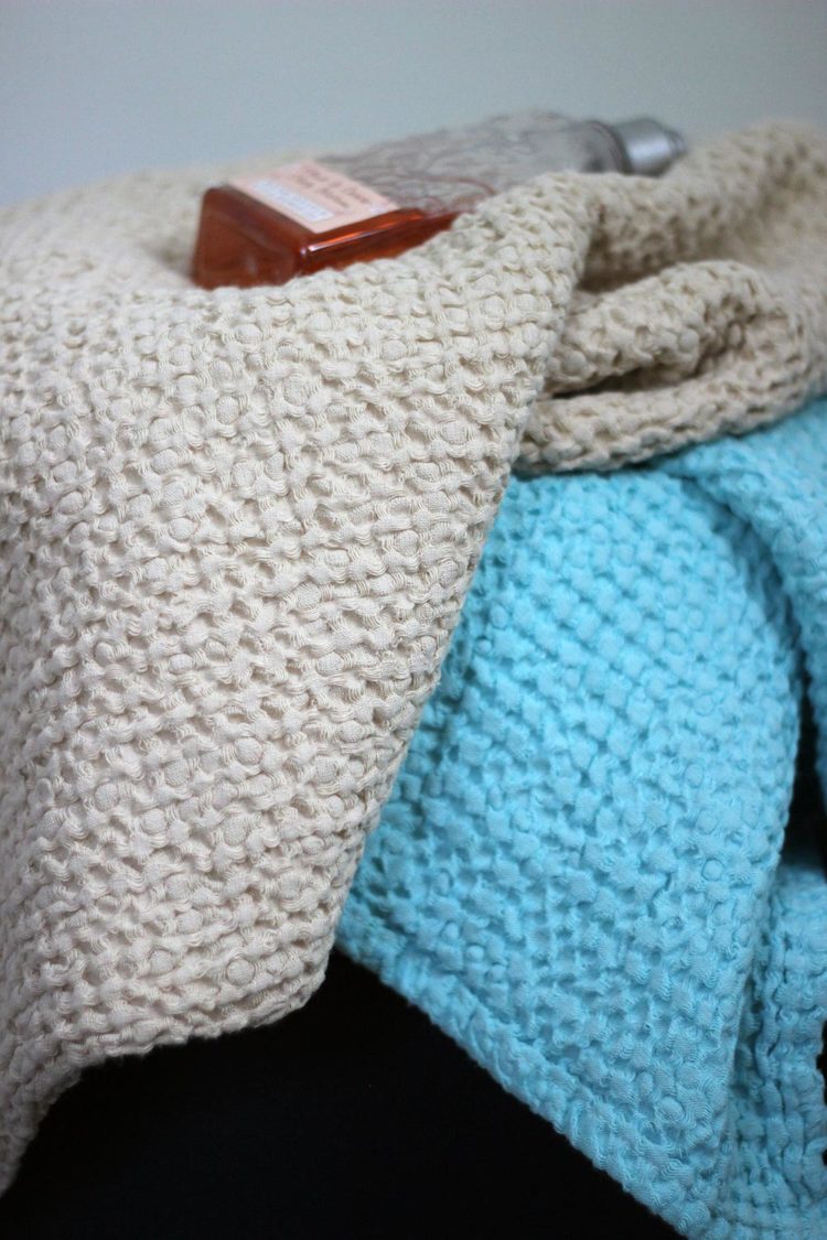 turquoise linen bath towel