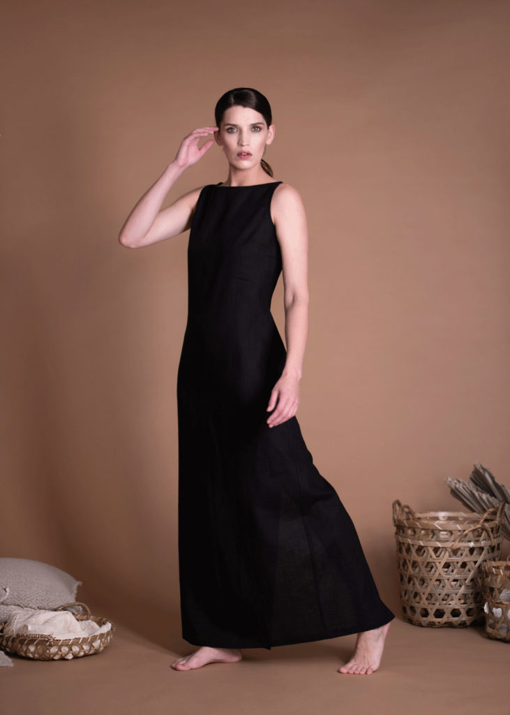 Black Elegant Linen Dress