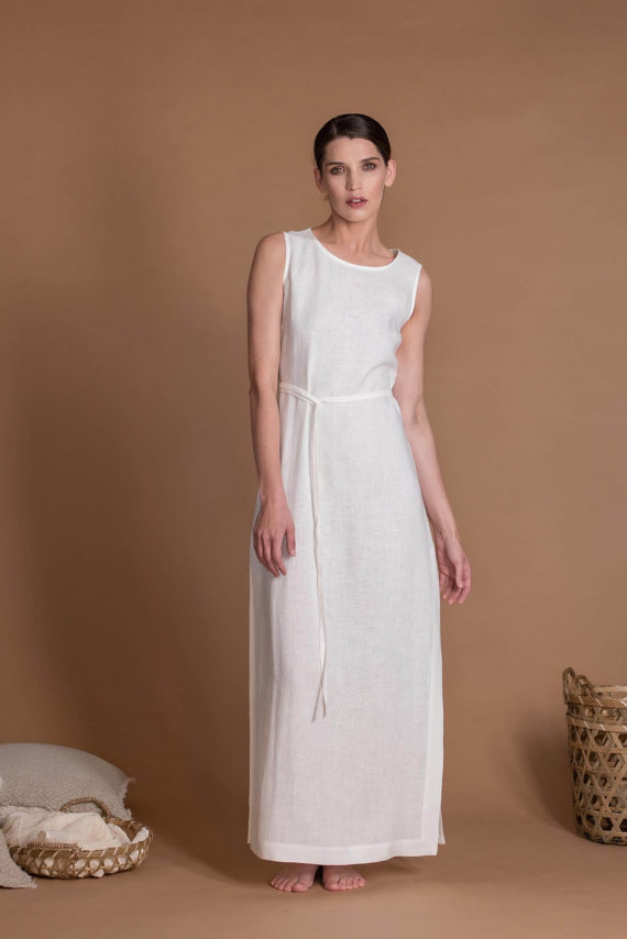 D039_White_Flax_Dress_With_Belt