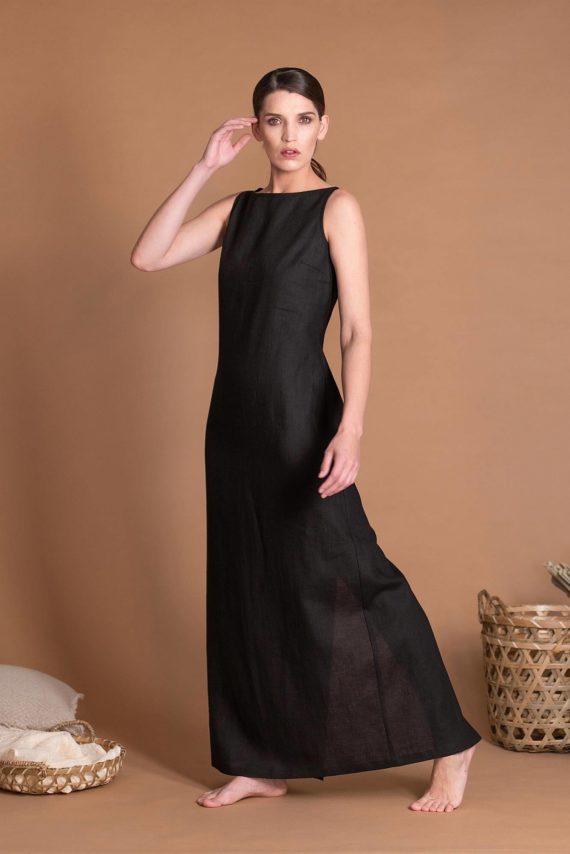 D040_A-Line silhouette_Linen_Maxi_Dress