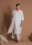 White Slim Fit One Piece Wrap Flax Tunic With High Side Slits