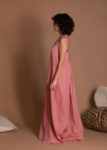 Long Sleeveless Linen Dress With Long Spaghetti Straps And Open Back