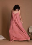 Loose Fit Linen Maxi Dress with Open Back