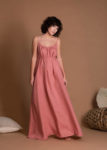 Long Sleeveless Linen Sundress with Open Back