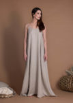 Long Open Back A-Line Silhouette Linen Dress