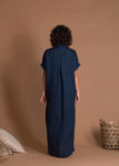 Straight Cut Lightweight V-neck Linen Maxi Dress With Sleeves And Pockets