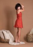 Short Sleeveless Slim-Cut Flax Dress Without Pockets