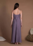 Long Slip Flax Dress With Spaghetti Straps