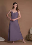 Slip Linen Maxi Dress In Bias Cut With A-Line Silhouette Without Pockets