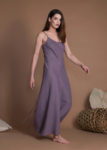 Slip Flax Maxi Dress In Bias Cut With A-Line Silhouette Without Pockets