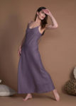 Long Slip Flax Dress In Bias Cut With A-Line Silhouette Without Pockets