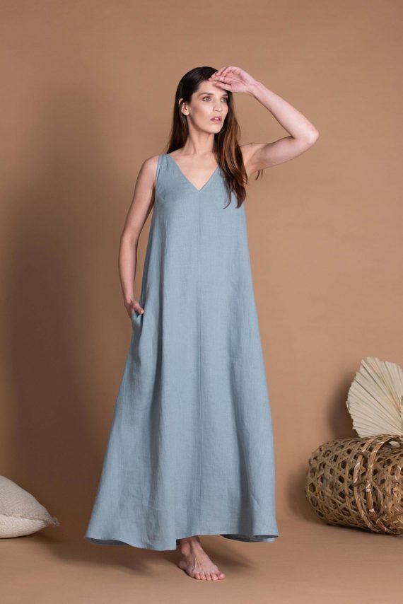 D049_Extra-wide_Long_Flax_ Sundress