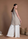 Short Asymmetric High Low Hem Linen Top Tunic