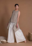 Asymmetric Short Summer Linen Top Tunic With High Low Hem