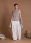 Short Asymmetric High Low Hem Natural Flax Top Tunic