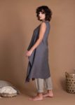 Summer Women's Linen Top Tunic With High Low Asymmetric Hem