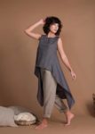 Asymmetric High Low Hem Linen Tunic Top For Summer