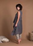 Asymmetric High Low Hem Natural Flax Summer Tunic Top