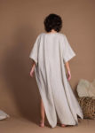 Light Natural Flax Straight Cut Loose Linen Dress With Side Slits