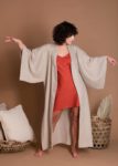 Long Open Front Linen Kimono Jacket