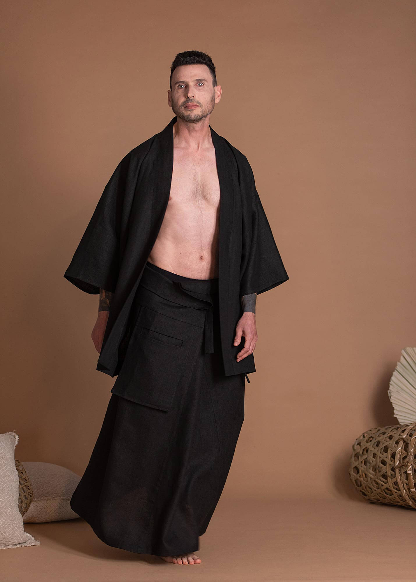 Linen Men's Haori Kimono Jacket Streetwear Japanese -  Finland