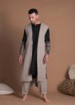 Men's Long Open Front Sleeveless Linen Jacket