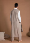 Long Open Front Natural Flax Vest For Men