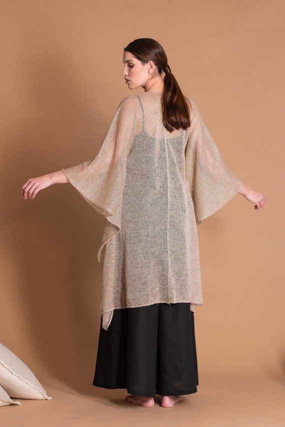 Linen Knitted Cover Up With Wide Sleeves For Women