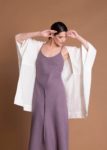 Oversize Loose Fit White Linen Cover Up With Wide Sleeves For Women