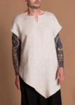 Oversize Asymmetric Linen Top Tunic With V Split Neckline And Drop Shoulder