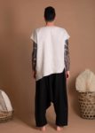 Back view of men’s breathable linen tunic in Light Natural Flax color
