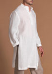 Long sleeve men’s linen tunic inwhite color