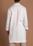 Regular Fit Long Sleeves White Flax Top Tunic For Men