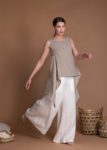 Short Asymmetric High Low Hem Linen Women's Top Tunic